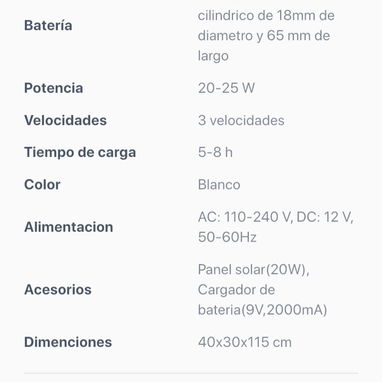 Ventilador recargable y panel solar - 3/3