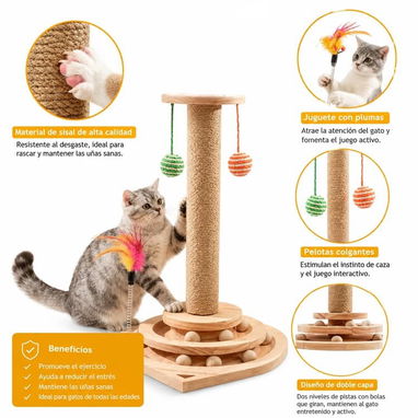 Torre Interactiva con Rascador de Sisal para gatos - 2/2