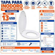 TAPA PARA INODORO. Asiento largo con tapa para inodoro de 19" ⚪ Diseño cómodo, resistente y elegante - Img 58457814