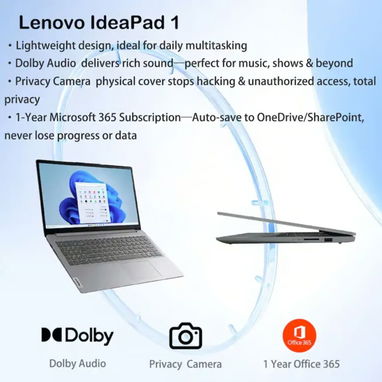 LAPTOP LENOVO IDEAPAD 1 15.6" FHD - Core i5 1335U + 8GB + 256GB + BASE ENFRIADORA REGALO - $540 USD - 4/6