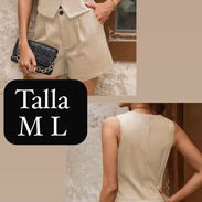 Conjunto de blusa tipo chaleco y short color beige tallas M y L - Img 57755892