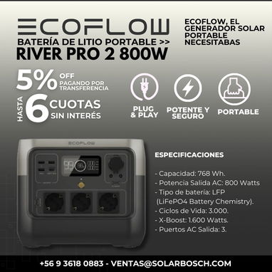 $540 usd Estación de energía EcoFlow River 2 Pro. Capacidad 768Wh. 800W Nominal, 1600W Pico X-Boost - 53226526 - Img 115273991