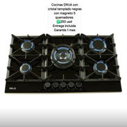 Cocina Drija con cristal templado, con magneto y 5 quemadores - Img 55894720