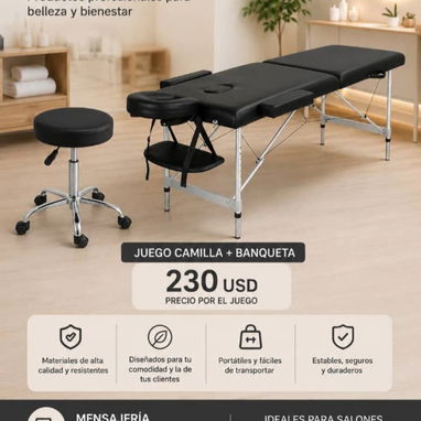 Sillas de peluquería,sillón de barbería,lámpara medialuna,lavacabezas,Camilla y banqueta - Img 126576091