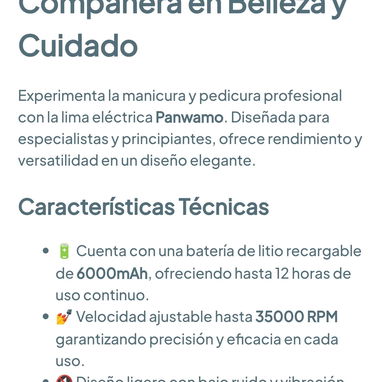 Lima eléctrica Panwamo 35000RPM - Máquina eléctrica recargable para uñas 🌐 - 9/10