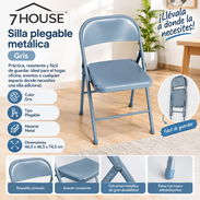 Silla plegable metálica gris - 7 HOUSE 🪑🏠 🏠 Práctica, resistente y fácil de guardar. Ideal para el hogar, oficina, e - Img 58004919