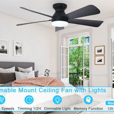 Ventilador de techo moderno Depuley 42 pulgadas 5 aspas, LUCES LED, NEGRO (3 MODO DE ILUMINACIÓN) NUEVO (incluye mando) - Img 122583703
