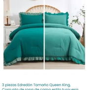 3 piezas Edredón Tamaño Queen King, Conjunto de ropa de cama estilo turquesa Edredón King - Img 57207294