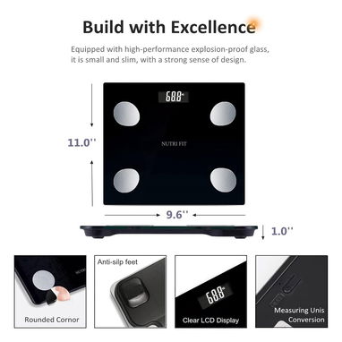 ✔️Báscula digital de peso corporal y grasa, pesa digital, Bluetooth - Img 123038334