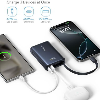 POWER BANK BASEUS PICOGO 10000MAH 45W USB-C CABLE INTEGRADO ENVÍO DISPONIBLE + GARANTÍA - 4/9