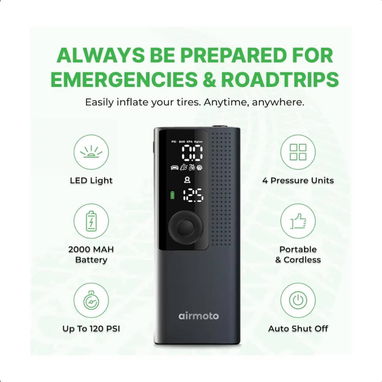 Inflador de neumáticos portátil Airmoto BP198 con manómetro digital, luz LED y apagado automático - Img 127166968