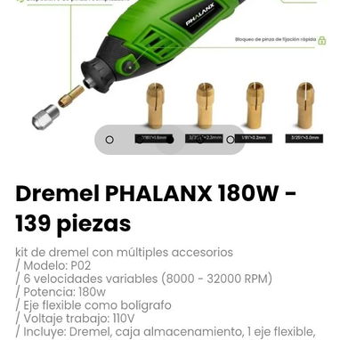 Dremel PHALANX 180W - 139 piezas. Modelo: P02 - 2/3