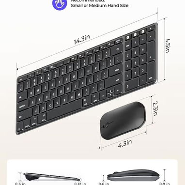 Teclado + Mouse Bluetooth SEENDA SKM64-2 para Mac/iPad/iPhone - 3 Canales + USB-C Recargable + Silencioso - Img 125209791