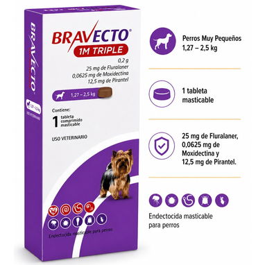 BRAVECTO 1M TRIPLE/ Protecci贸n contra garrapatas y pulgas - Img 126060530