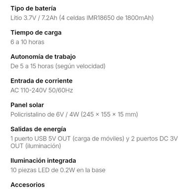 Ventilador recargable +panel solar y accesorios - Img 121491978