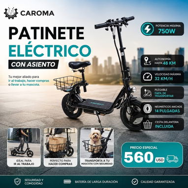 🛴 Patinete Eléctrico Caroma con Asiento - Img 122779970