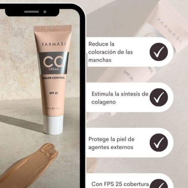 CC Cream✨Base de maquillaje con efecto corrector de color, acabado mate, cobertura media, SPF 25 y Niacinamida - 2/3