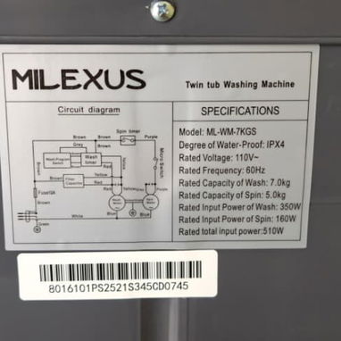 Lavadora Semiautomatica Milexus 7kg - Img 116786200