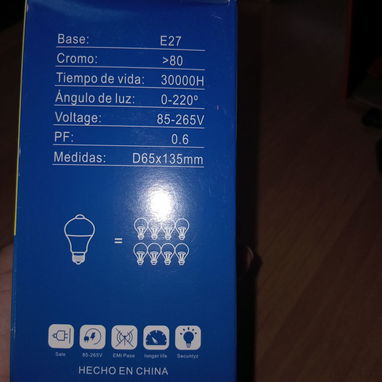 Lámpara Toplite 9W 90° 3m IP20, Lámpara Sensor Toplite E27 9W IP20 Interior . - 2/4
