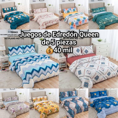 🔖Juegos de Edredón Camero, Queen y King de 3 y 5 piezas - 7/9