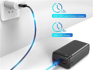 Baseus Cargador portátil, cargador portátil de 22.5 W, 10000 mAh, cargador  de teléfono portátil de carga rápida con cable de salida USB-C e iOS