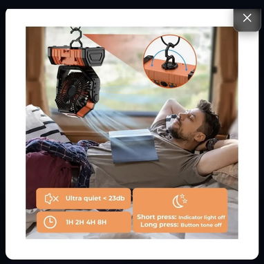 Ventilador recargable 20000mAh Bateria con LED portatil - 2/2
