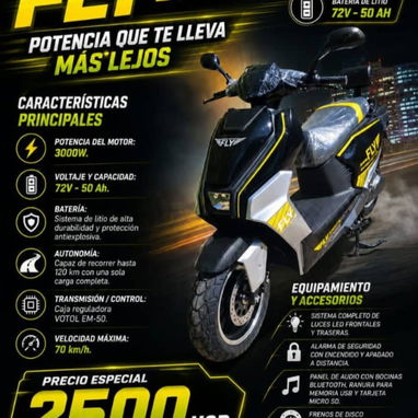 Motos eléctricas: Ava Flamingo, Topmap, Kvitova, Vedca, Yoazaky 707, Scooter fly, Fly racing, Volta X - 7/9
