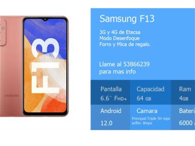 Samsung F13 New/ 4Gb RAM/64Gb/50Mpx/ 3G y 4G 53866239 - Img main-image