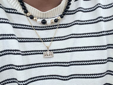 collar de coral negro  con perlas y oro 10k tipo gargantilla  de los modernos es nuevo ganga - Img 64267218
