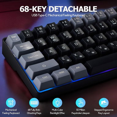 ✔️Teclado Gamer rgb 60% Gaming - 3/5