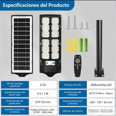 Lámparas Luz Solar Exterior Luminaria Solar Led - 6/10