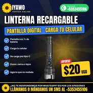 🔋 Linterna LED Recargable con Pantalla Digital, Zoom y Función Power Bank | $20 USD - Img 58410986