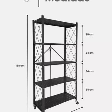 Estante metálico plegable con ruedas - 2/4