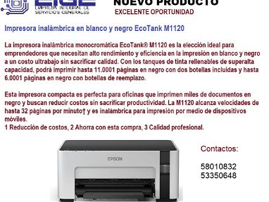 Impresora blanco y negro EPSON ECOTANK M1120 Contacto 58010832 - Img main-image-45816754