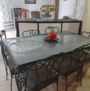 antiguo.juego de.comedor debronce cristal y hierro - Img 50817528