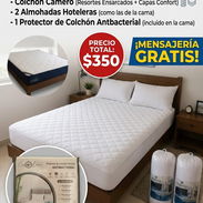 Colchón Camero de Resorte Ensacado con Capas multiconfort con dos almohadas hoteleras y un protector de colchón antialér - Img 57804178