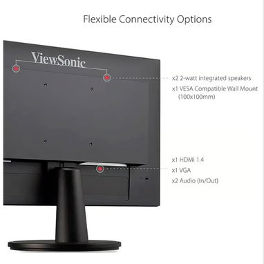 Monitor ViewSonic 22" FHD 100Hz Adaptive Sync Monitor (HDMI, VGA) (Modelo: VA2247-MH) - Negro 🔶 $165 - 4/5