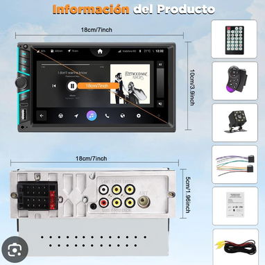 Reproductor para carro pantalla táctil 7 pulgadas. Con mando en el volante y cámara de retroceso.  70 usd - 2/3