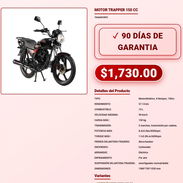 MOTOR TRAPPER 150CC 5 MARCHAS CADENA ARRANQUE ELÉCTRICO TRAPPER 150CC MOTOR FRENOS DISCO TAMBOR CARBURADOR VPT-0232 - Img 57975733