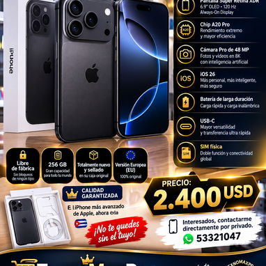 🚨🔥 ¡OFERTA EXCLUSIVA EN CUBA! 🔥🚨📱👑 iPHONE 18 PRO MAX 256 GB 👑📱🇪🇺 VERSIÓN EUROPEA📞 WhatsApp: 53321047 - 4/4