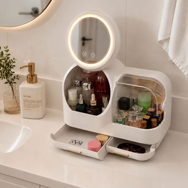 Organizador de Maquillaje con Espejo LED y Ventilador Integrado(CVV+) - Img 124176248