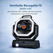 Ventilador Recargable F6 20000 mAh Con Linterna LED, 20000 mAh de Oscilación Automática con Batería con Control Remoto/ - Img 54519411