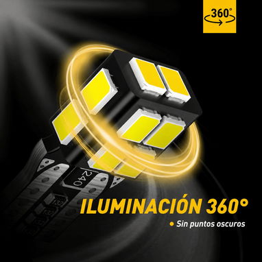 Bombillo LED AUXITO T10 W5W Cola de Pescado 14 SMD 2835 6500K Blanco Frío – Paquete de 2 - 9/10