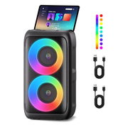 (X) PWBSLAI Altavoz Bluetooth Portátil con 2 Micrófonos Inalámbricos – Altavoz de Fiesta con Luces LED $73.32 - Img 56519112