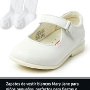 Zapatos de niña blancos Mary Jane Talla 11, 18 cm - Img 52240260