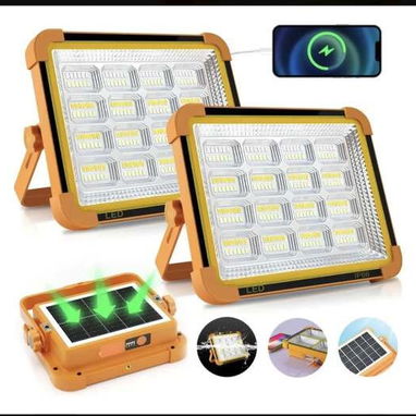 Reflector portatil, solar y recargables para exteriores o interiorescon puerto de usb y 4 modos de luz - 5/8