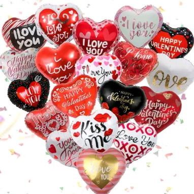 Velas de números artesanales, globos metálicos de números y corazones y globos de latex de varios colores. Set de globos - 7/9