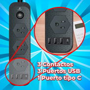 Regleta Multicontacto de Alimentación Universal – 3 enchufes, 3 Puertos USB y 1 Puerto Tipo C para Carga Rápida y Segura - Img 57384766
