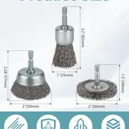 ⚙️Juego de 3 Cepillos de Alambre para Taladro, alambre Rizado de Acero al Carbono Grueso, Vástago Hexagonal de 1/4” - Img 55193311