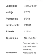 Split Desmatt 1 Tonelada / No Inverter / Mensajería Gratis en el Día / Factura / Garantía de 6 Meses #58684920 - Img 50179348